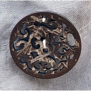 Lagenlook Linen Top Open Jacket Mocha Brown Beige 36 38  medium CARVED BUTTONS